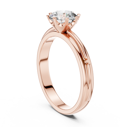 Grooved Shank Solitaire Engagement Ring
