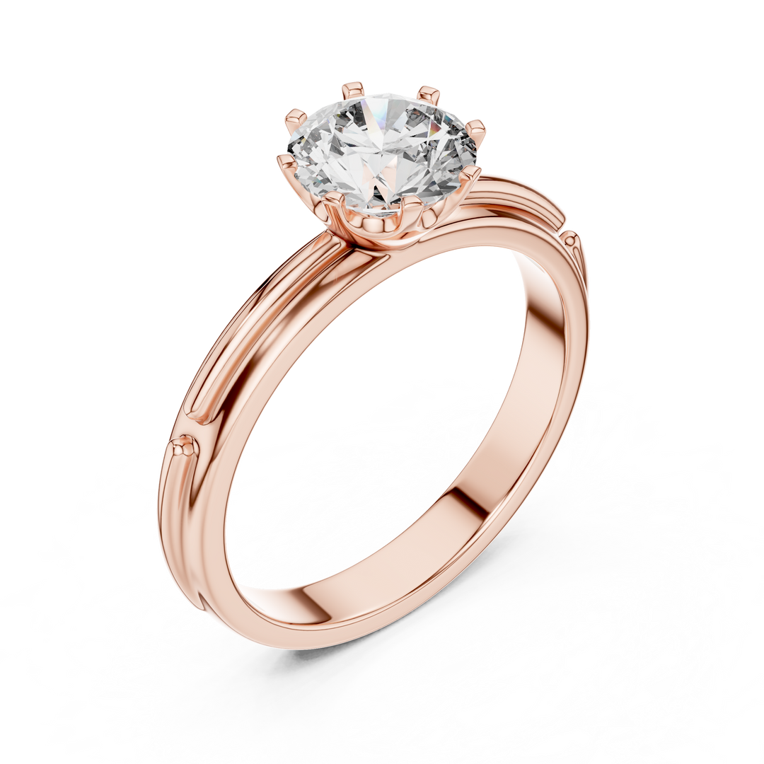 Grooved Shank Solitaire Engagement Ring