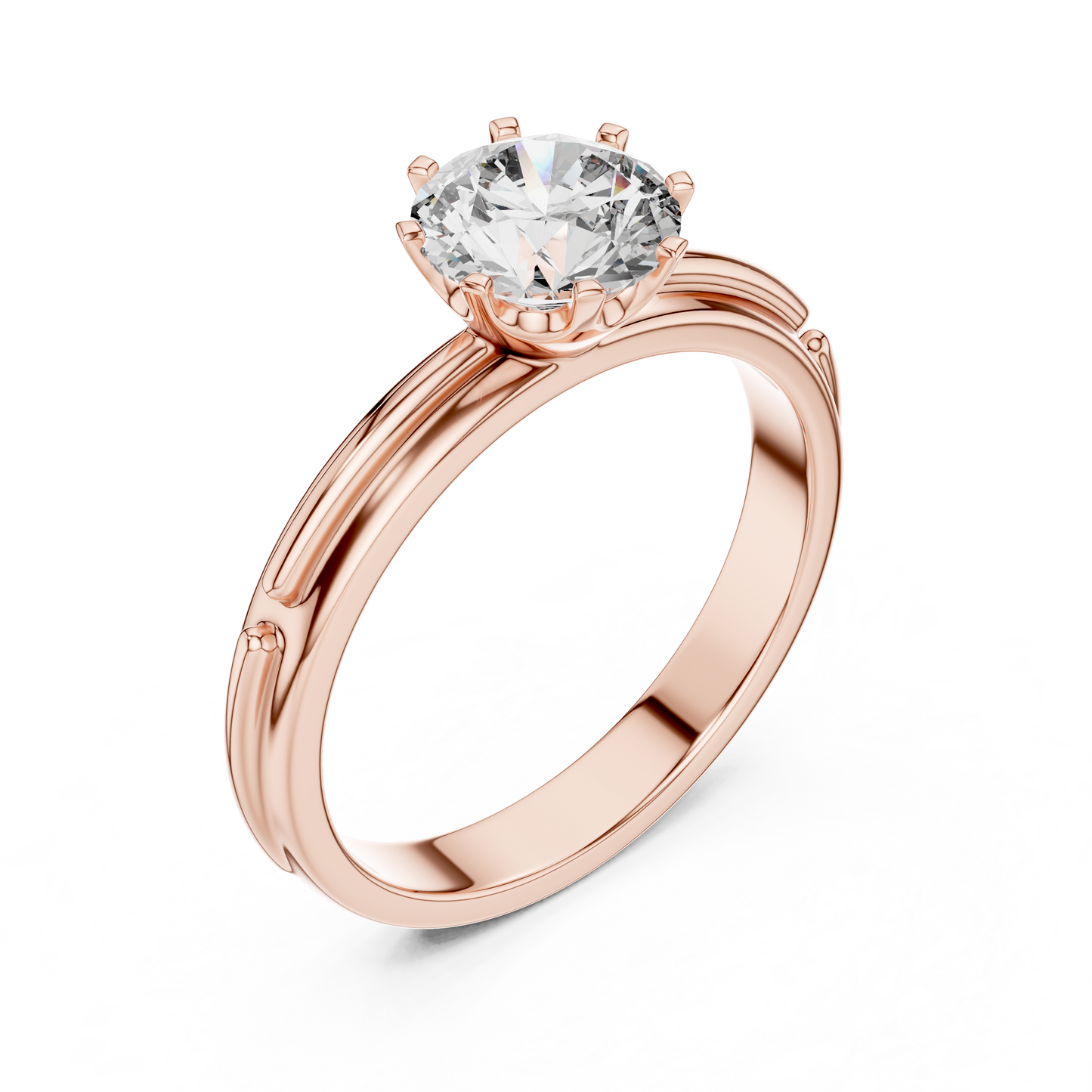 Grooved Shank Solitaire Engagement Ring