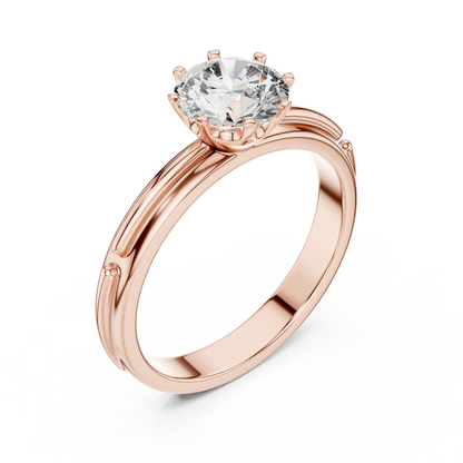 Grooved Shank Solitaire Engagement Ring