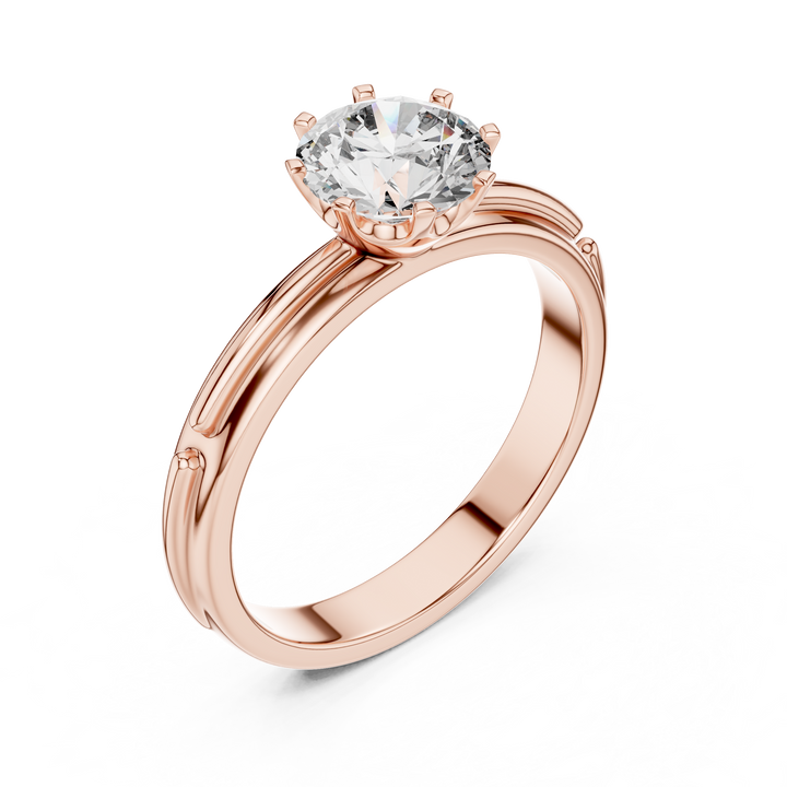 Grooved Shank Solitaire Engagement Ring