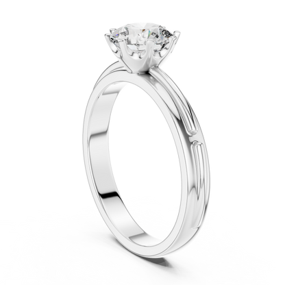 Grooved Shank Solitaire Engagement Ring