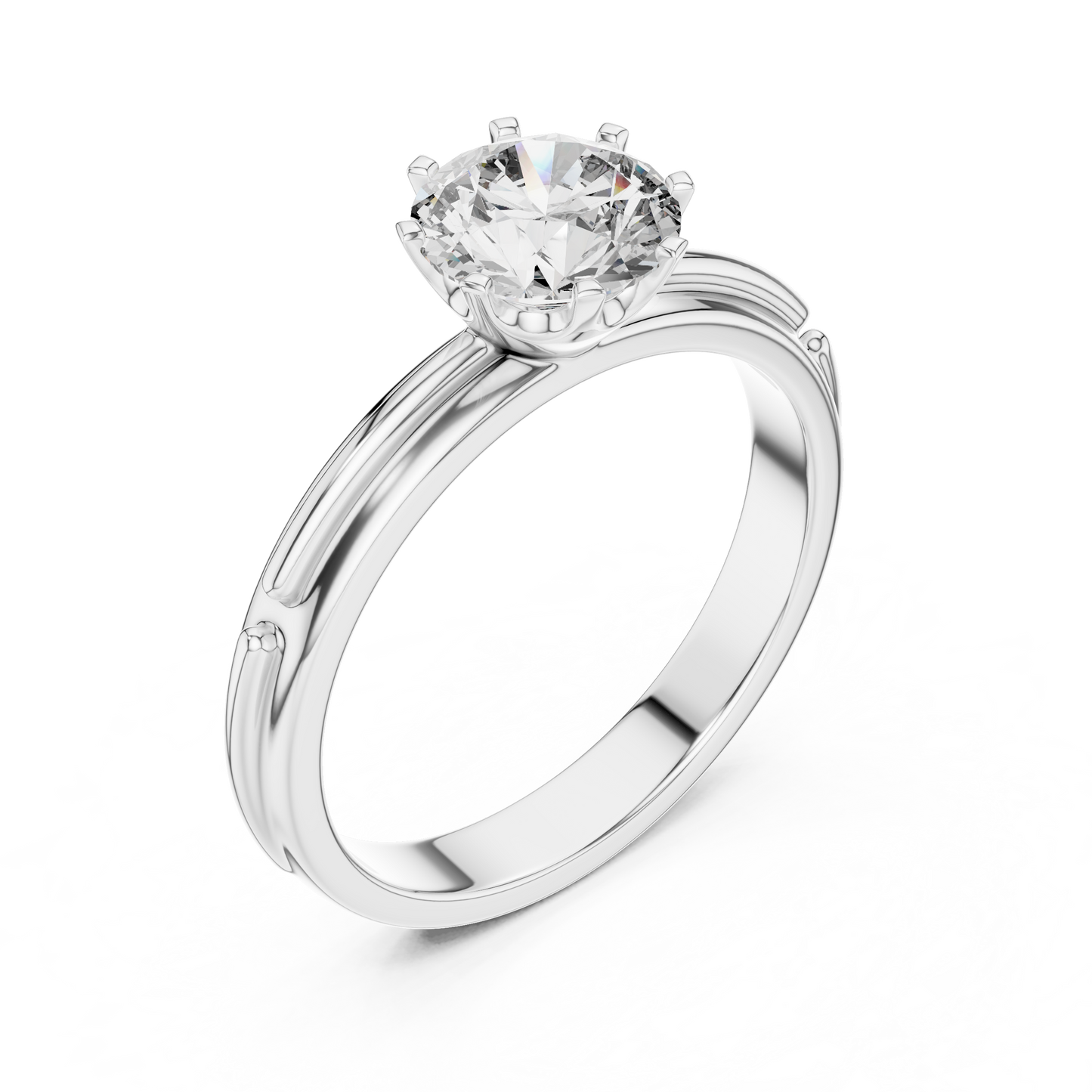 Grooved Shank Solitaire Engagement Ring