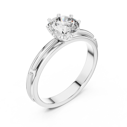 Grooved Shank Solitaire Engagement Ring