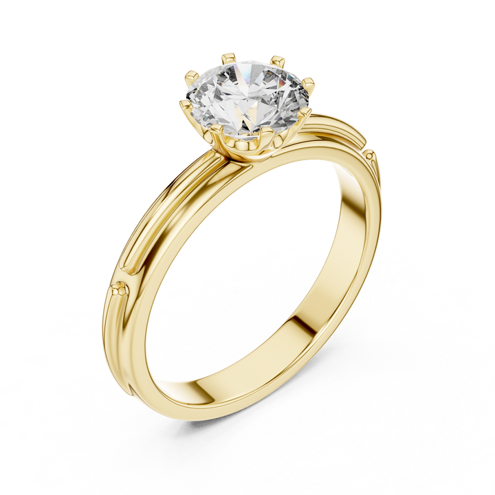 Grooved Shank Solitaire Engagement Ring