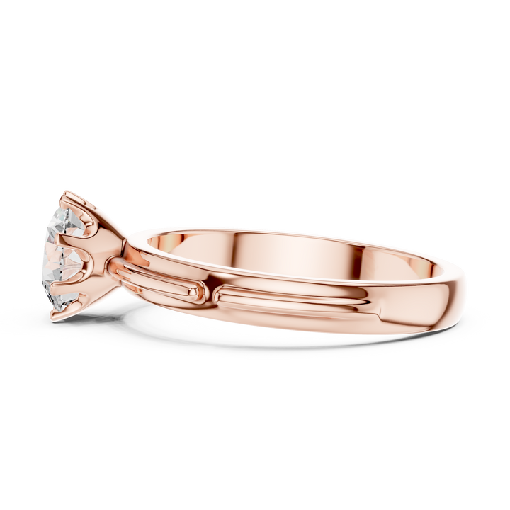 Grooved Shank Solitaire Engagement Ring