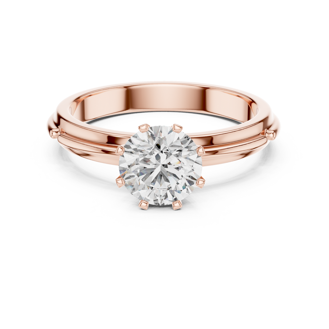 Grooved Shank Solitaire Engagement Ring