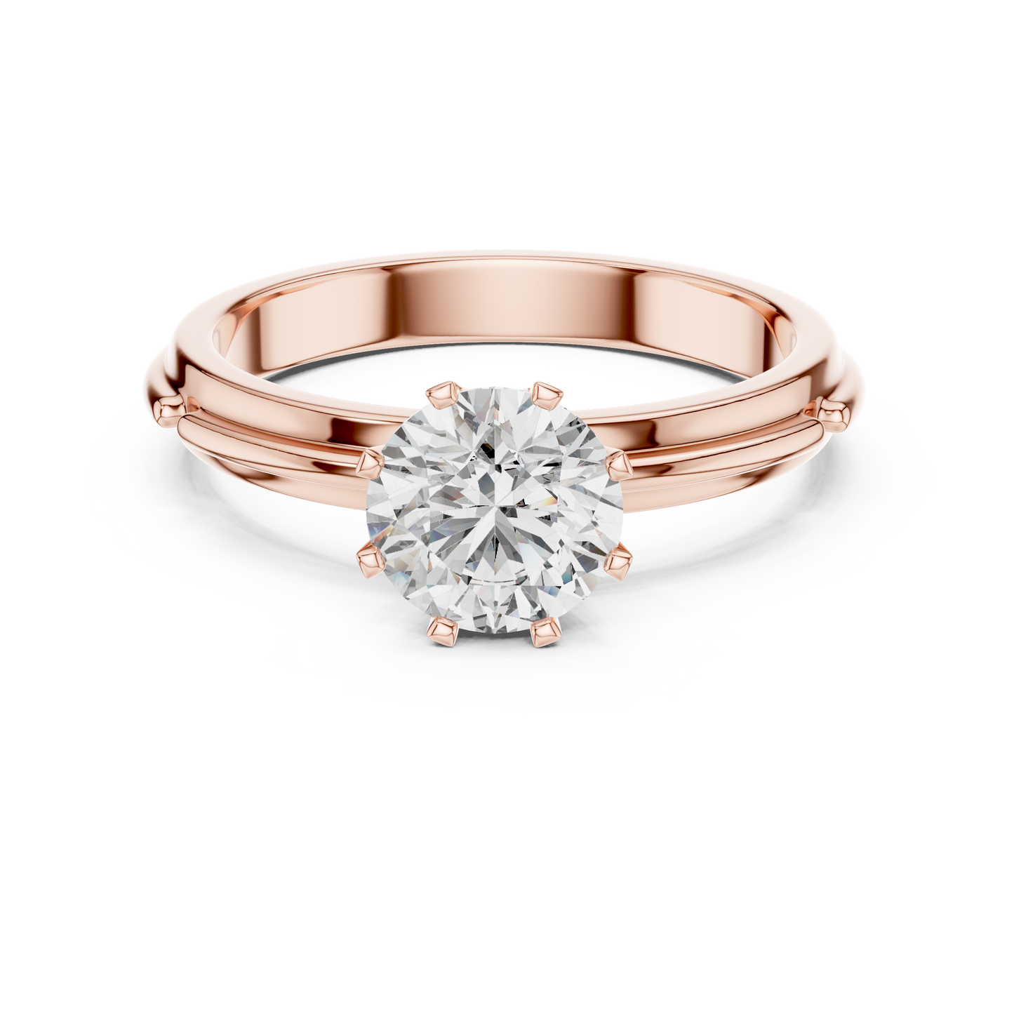 Grooved Shank Solitaire Engagement Ring
