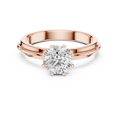 Grooved Shank Solitaire Engagement Ring