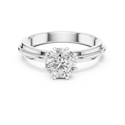 Grooved Shank Solitaire Engagement Ring