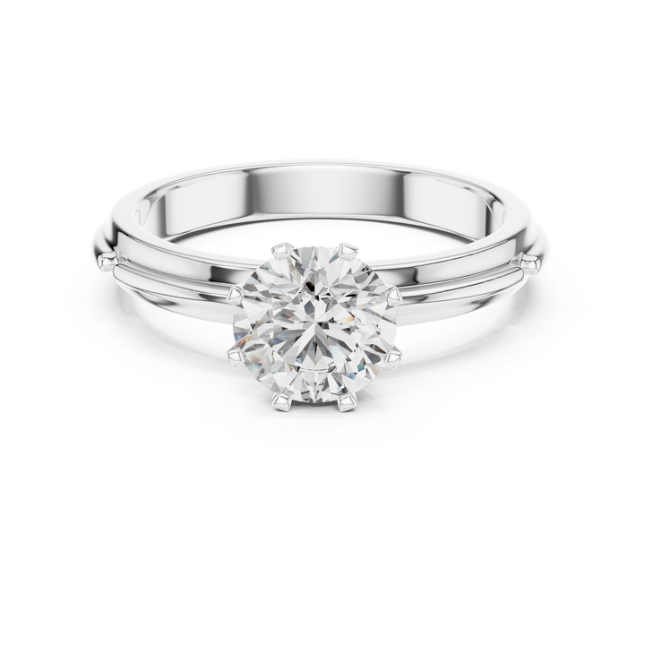 Grooved Shank Solitaire Engagement Ring