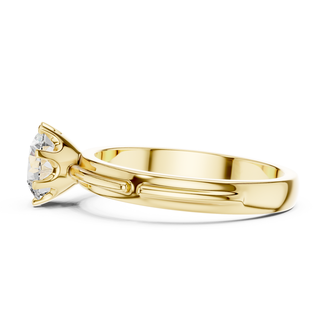 Grooved Shank Solitaire Engagement Ring