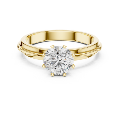 Grooved Shank Solitaire Engagement Ring