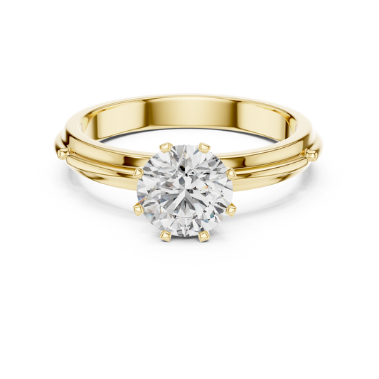 Grooved Shank Solitaire Engagement Ring