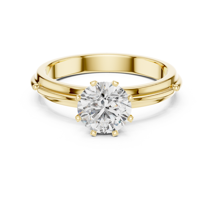 Grooved Shank Solitaire Engagement Ring