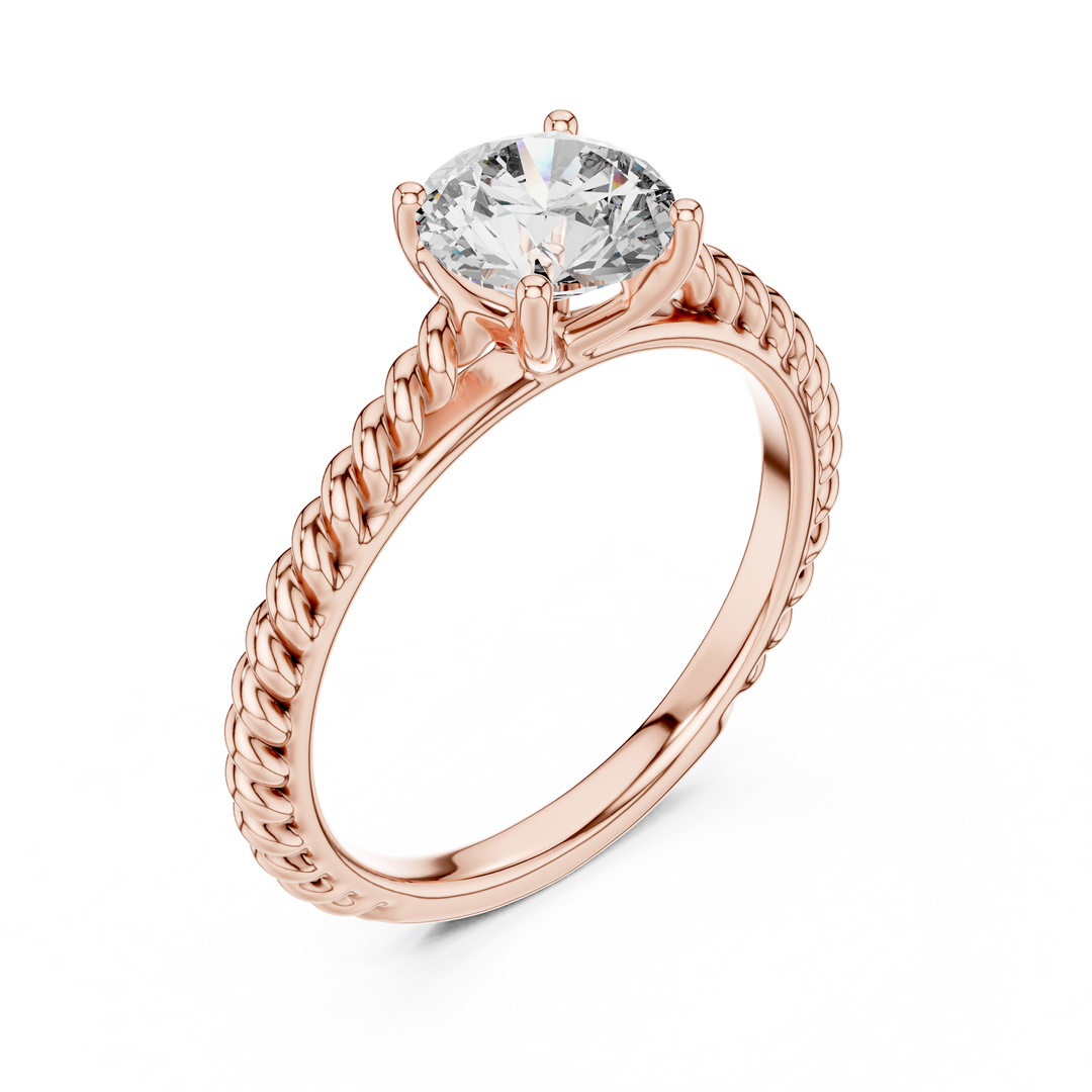 Twisted Rope Solitaire Engagement Ring