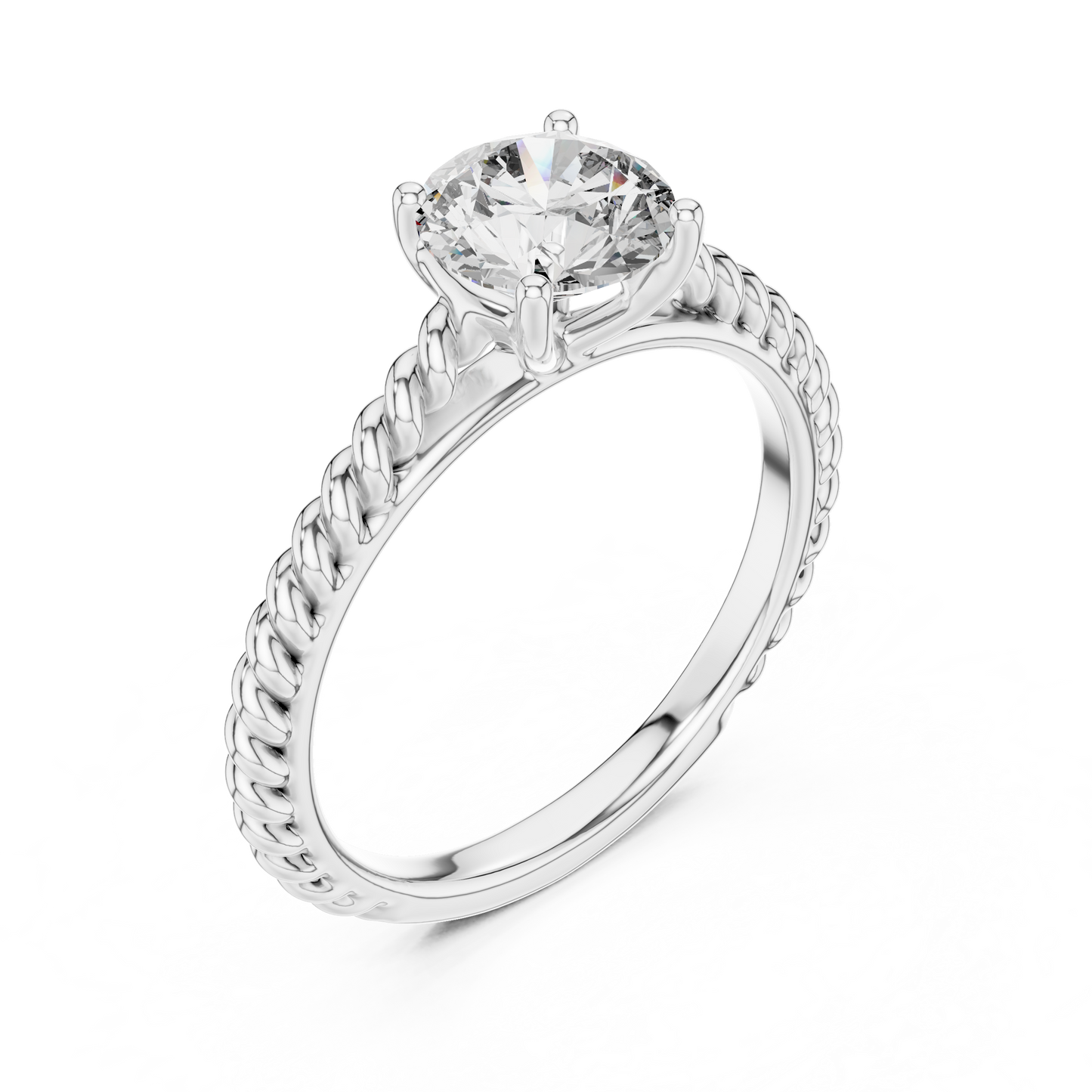 Twisted Rope Solitaire Engagement Ring