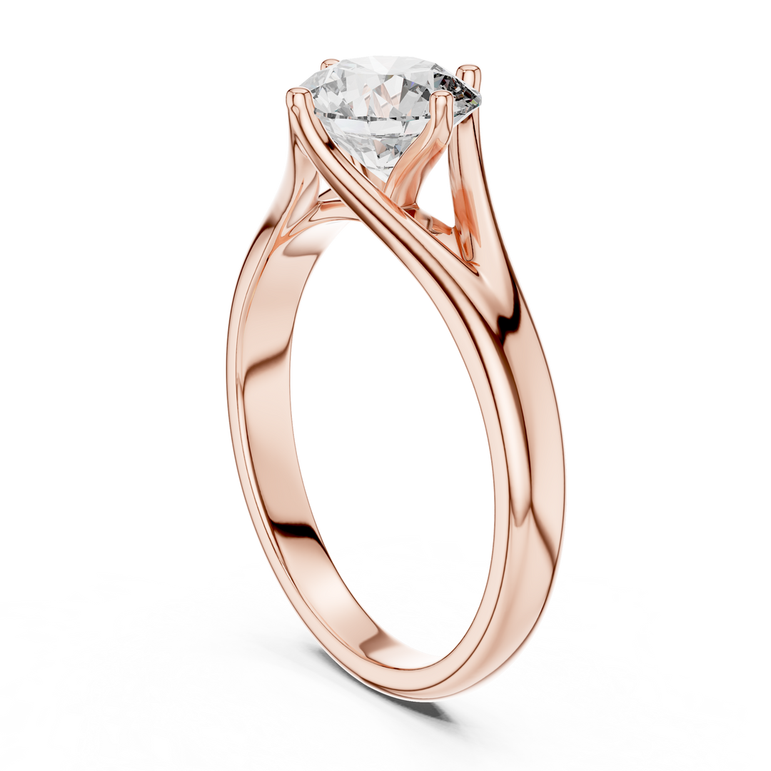 Tapered Cathedral Solitaire Diamond Ring