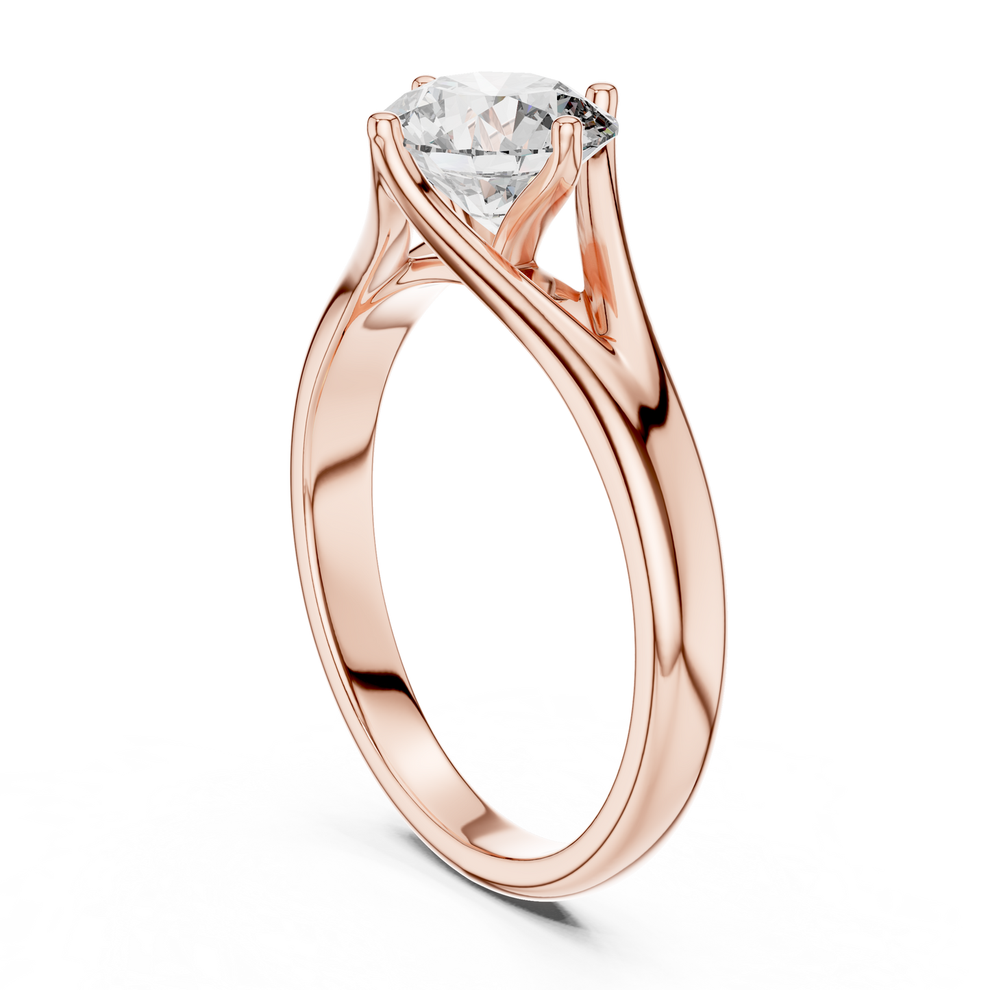 Tapered Cathedral Solitaire Diamond Ring