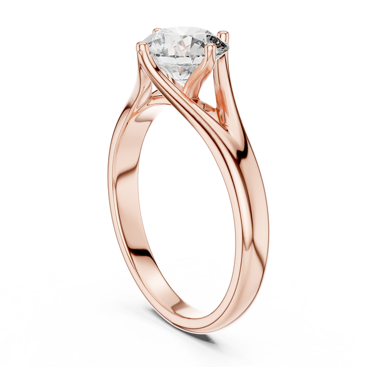 Tapered Cathedral Solitaire Diamond Ring