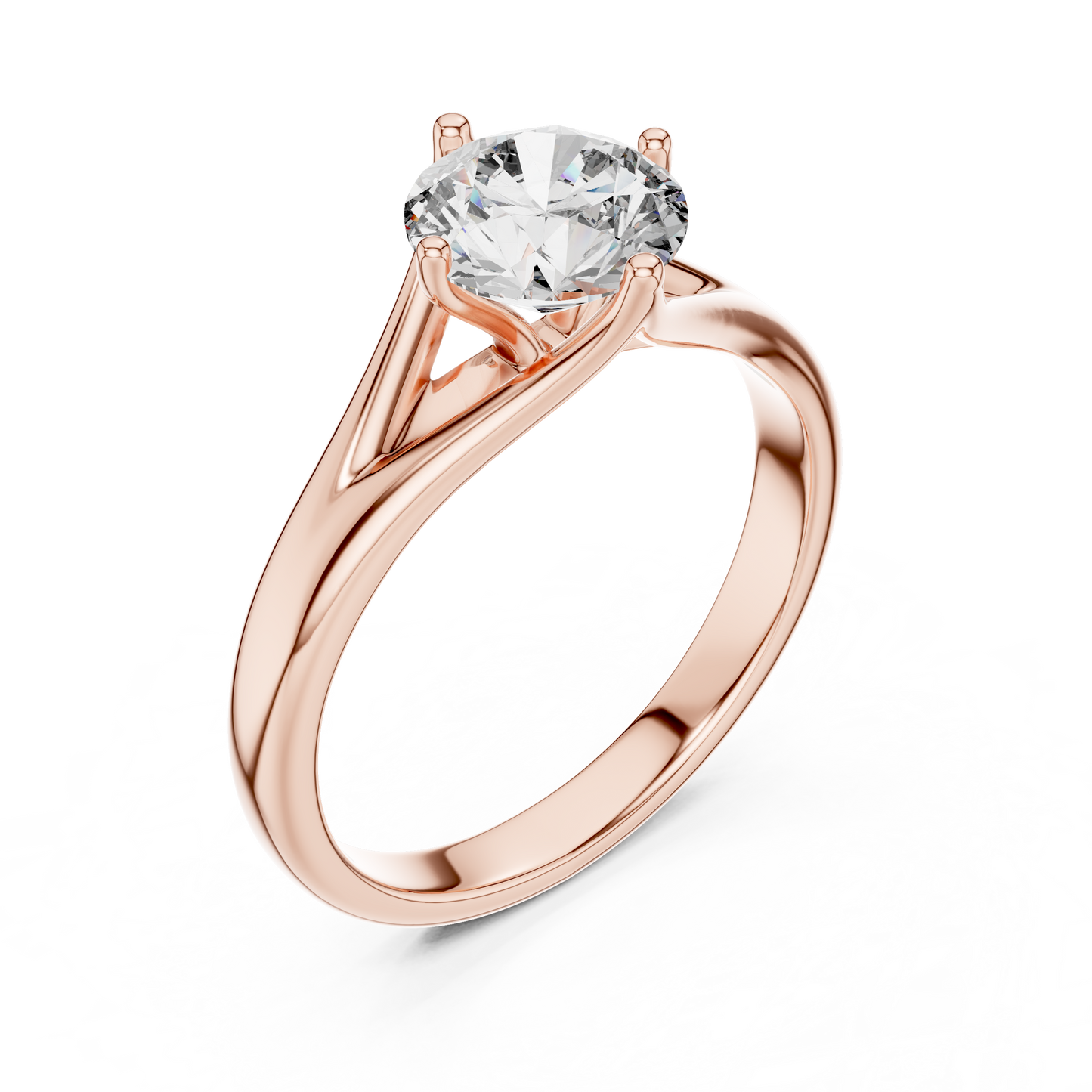 Tapered Cathedral Solitaire Diamond Ring