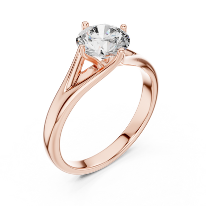 Tapered Cathedral Solitaire Diamond Ring