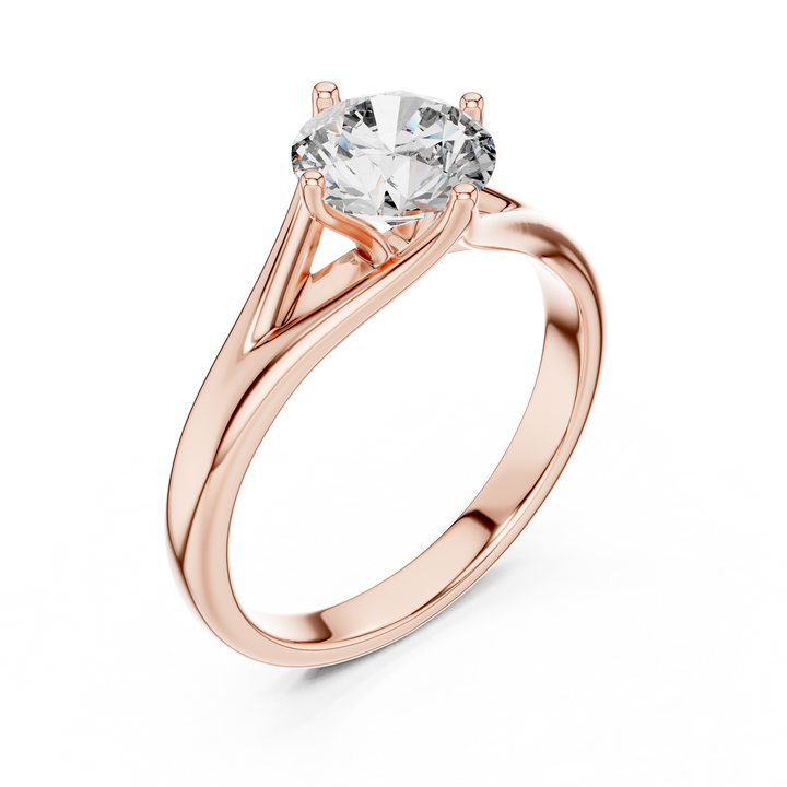 Tapered Cathedral Solitaire Diamond Ring