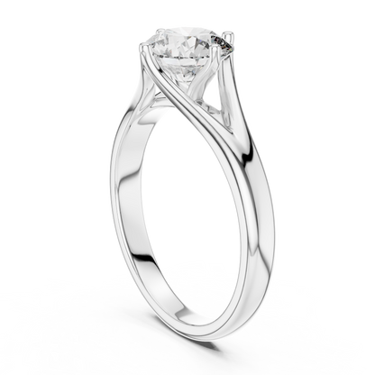 Tapered Cathedral Solitaire Diamond Ring