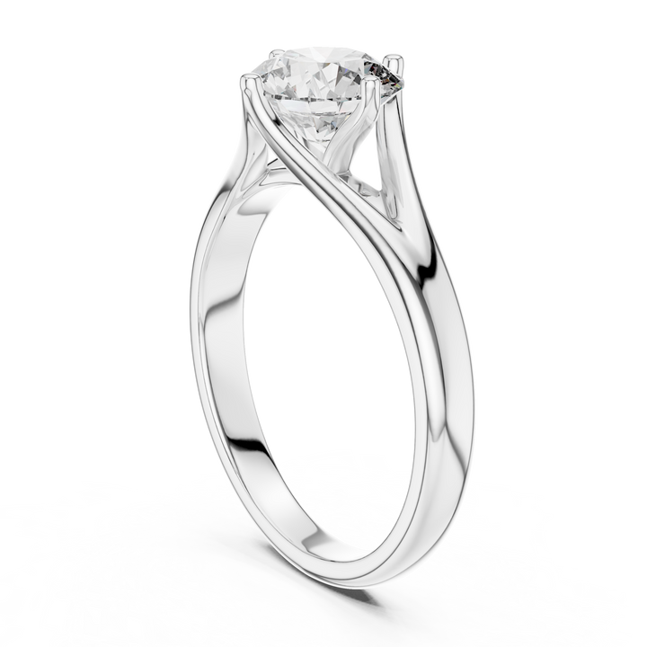 Tapered Cathedral Solitaire Diamond Ring