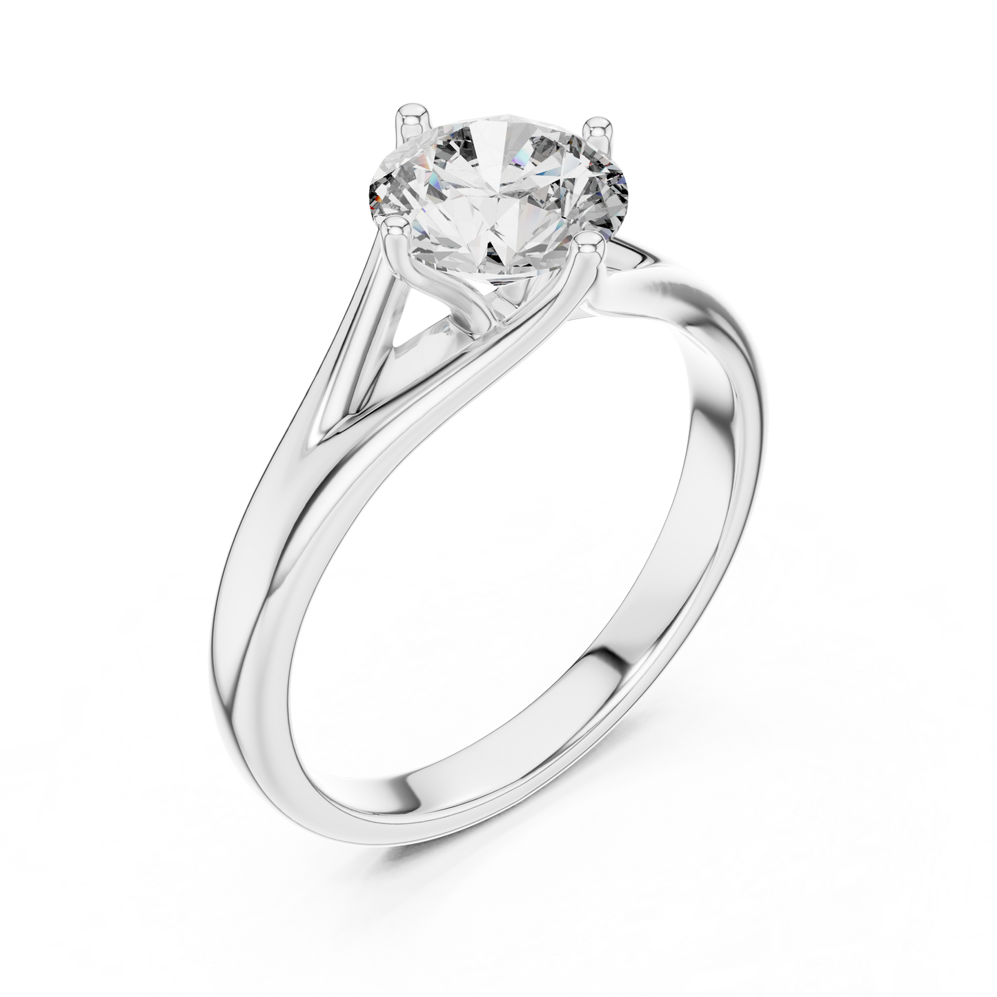 Tapered Cathedral Solitaire Diamond Ring