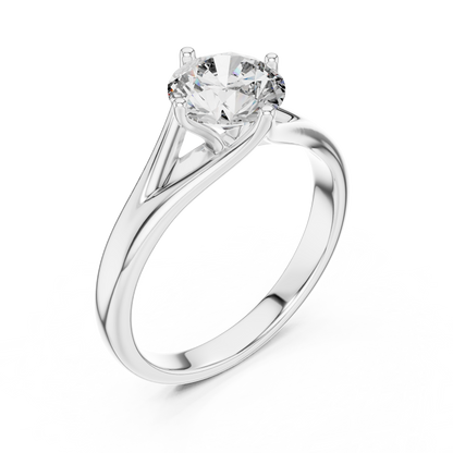 Tapered Cathedral Solitaire Diamond Ring