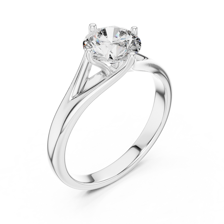 Tapered Cathedral Solitaire Diamond Ring