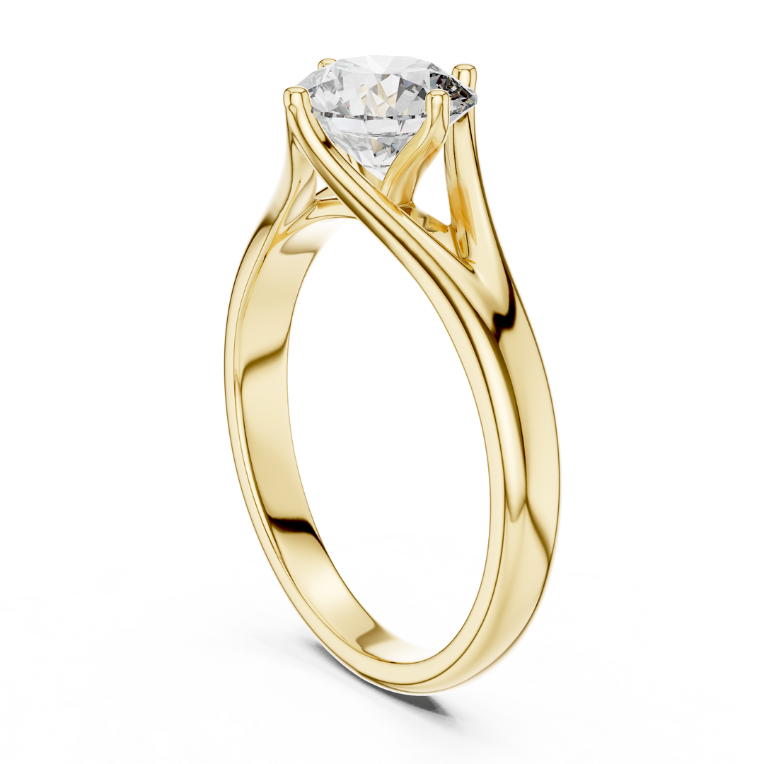 Tapered Cathedral Solitaire Diamond Ring
