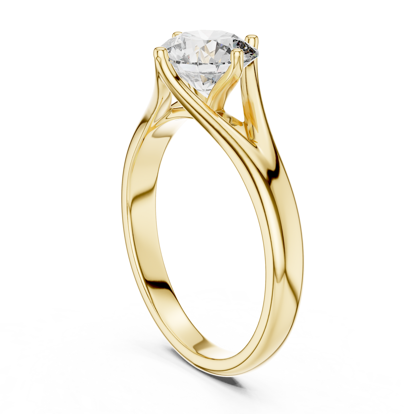 Tapered Cathedral Solitaire Diamond Ring