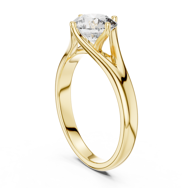 Tapered Cathedral Solitaire Diamond Ring