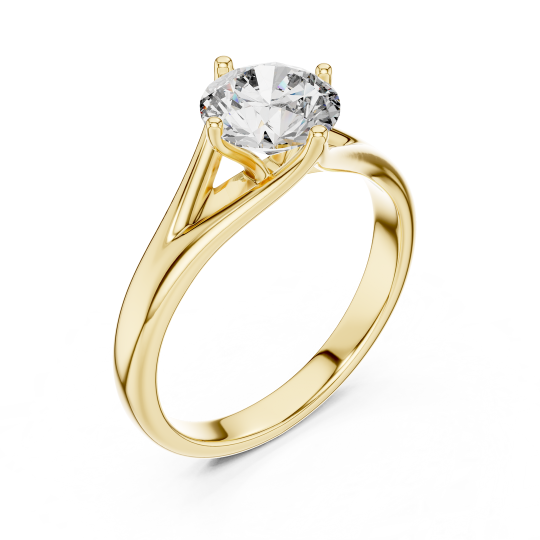 Tapered Cathedral Solitaire Diamond Ring