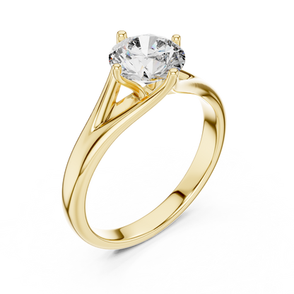 Tapered Cathedral Solitaire Diamond Ring