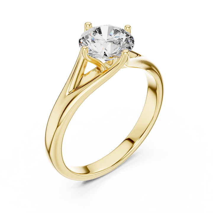 Tapered Cathedral Solitaire Diamond Ring