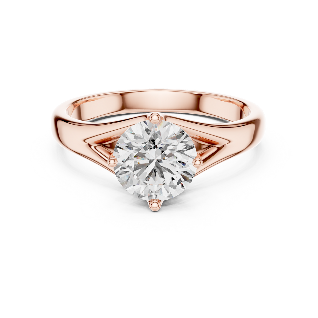 Tapered Cathedral Solitaire Diamond Ring
