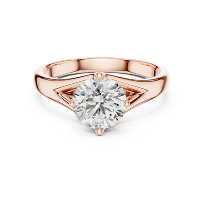 Tapered Cathedral Solitaire Diamond Ring