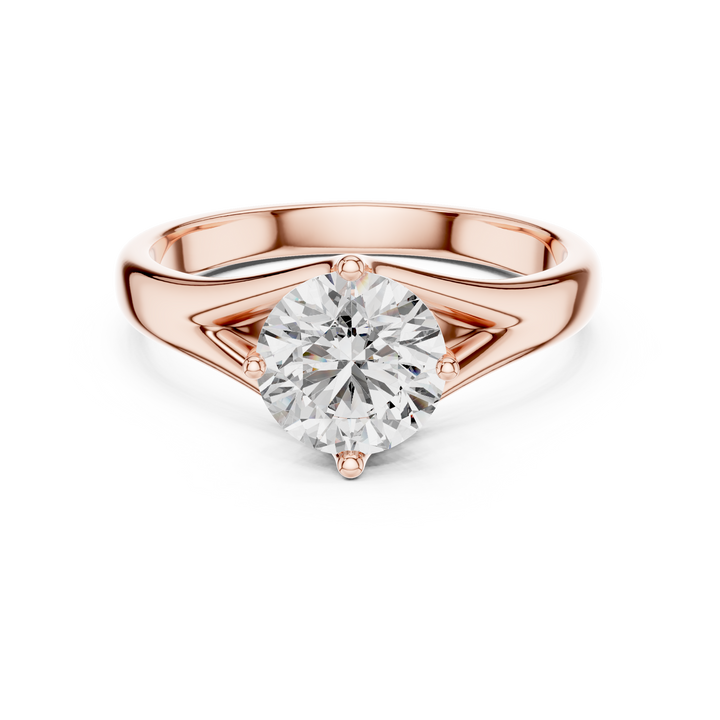 Tapered Cathedral Solitaire Diamond Ring