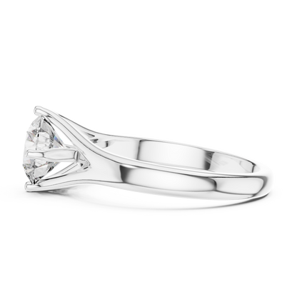 Tapered Cathedral Solitaire Diamond Ring
