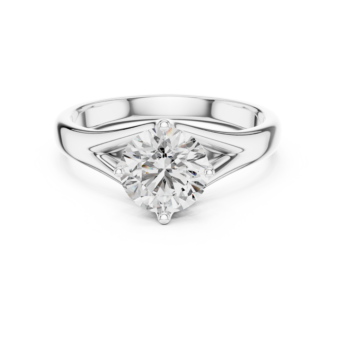 Tapered Cathedral Solitaire Diamond Ring