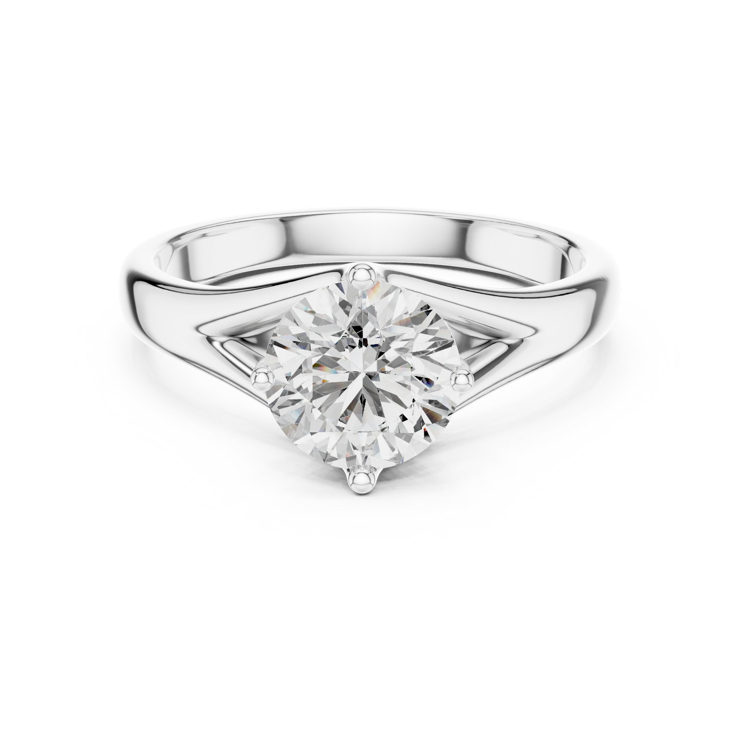 Tapered Cathedral Solitaire Diamond Ring