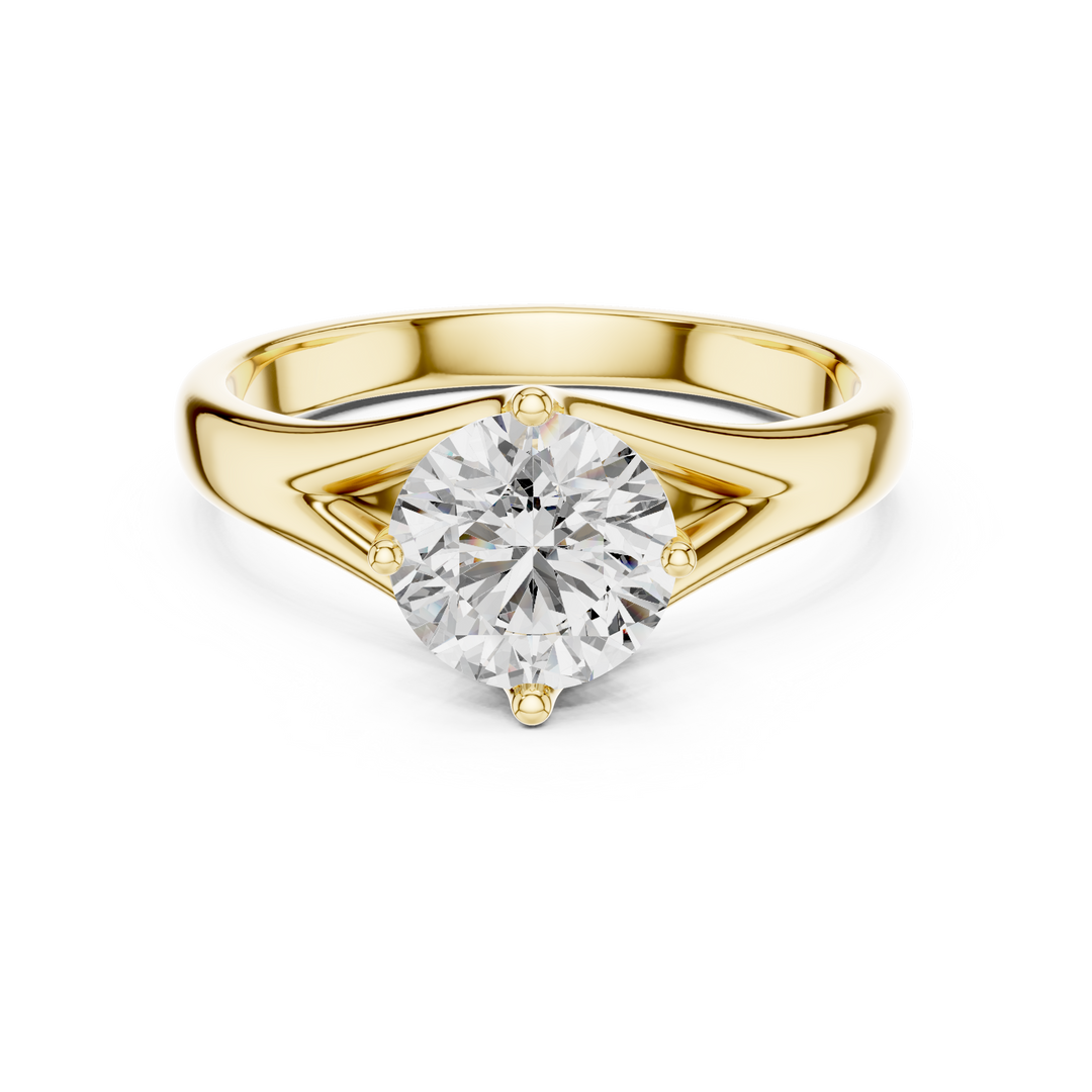Tapered Cathedral Solitaire Diamond Ring