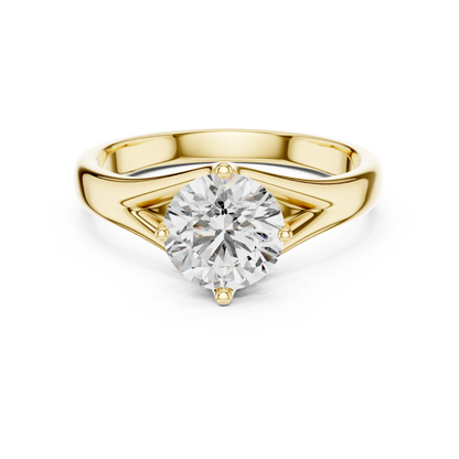 Tapered Cathedral Solitaire Diamond Ring