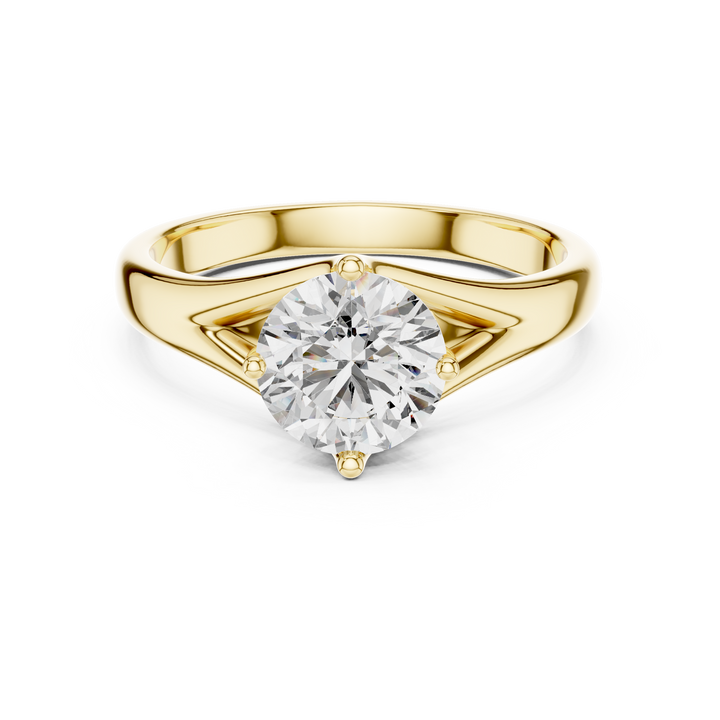 Tapered Cathedral Solitaire Diamond Ring