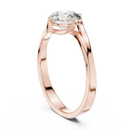 Elegant Sculpted Tapered Solitaire Diamond Engagement Ring