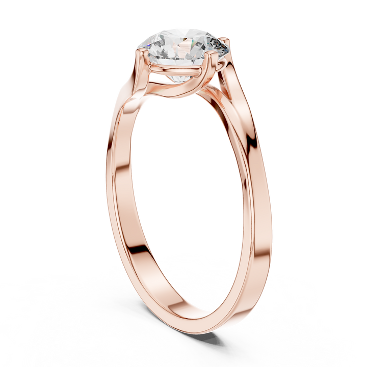 Elegant Sculpted Tapered Solitaire Diamond Engagement Ring