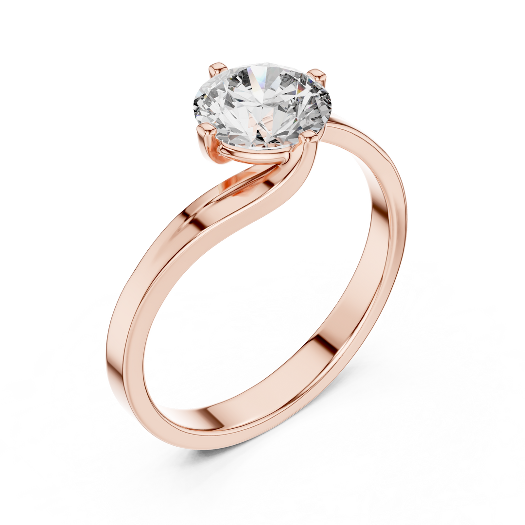 Elegant Sculpted Tapered Solitaire Diamond Engagement Ring